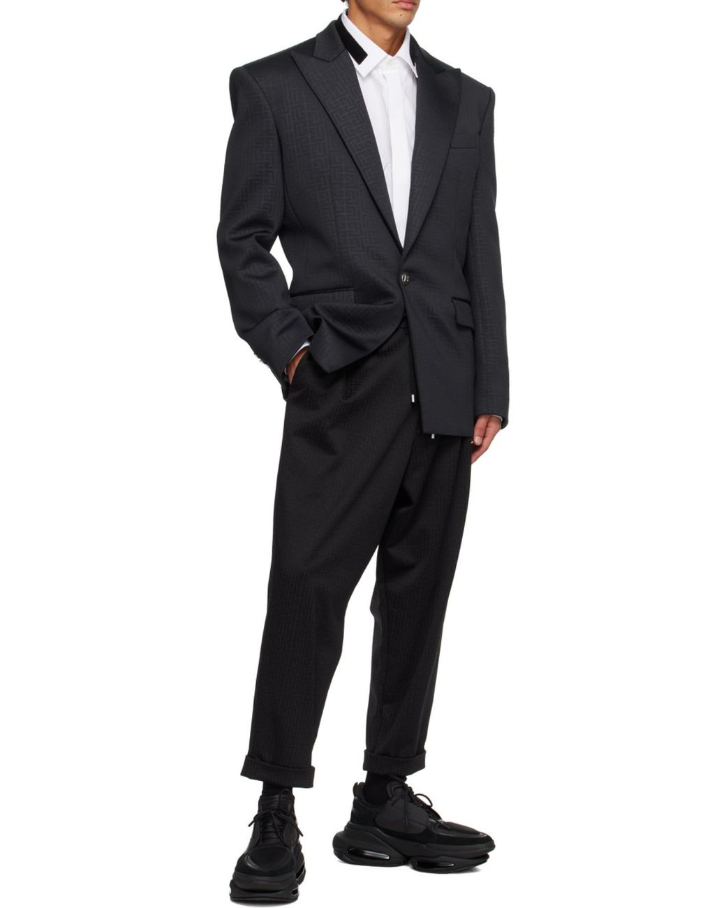Balmain Blue Monogram Jacquard Blazer for men