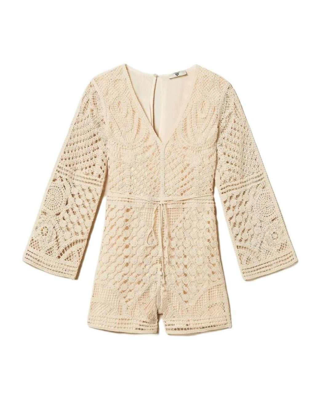 Twinset Natural Crochet-Knit Playsuit