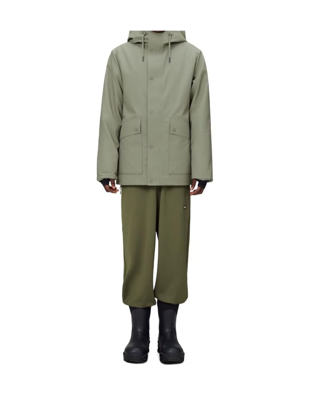 Rains Green Long-Sleeved Snap-Button Casual Jacket for men