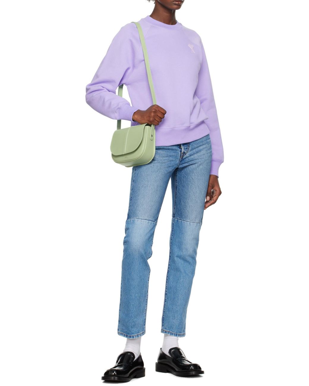 AMI Purple Ami De C Ur Round Neck Sweater for men