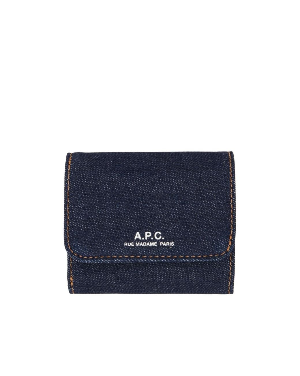 A.P.C. Blue Trifold Wallet for men