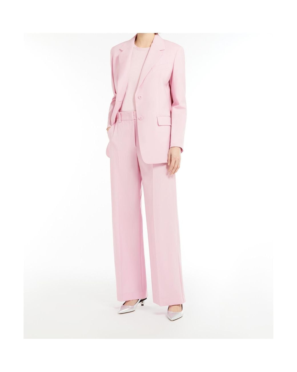 Weekend by Maxmara Pink Single-Breasted Wool-Blend Canvas Blazer