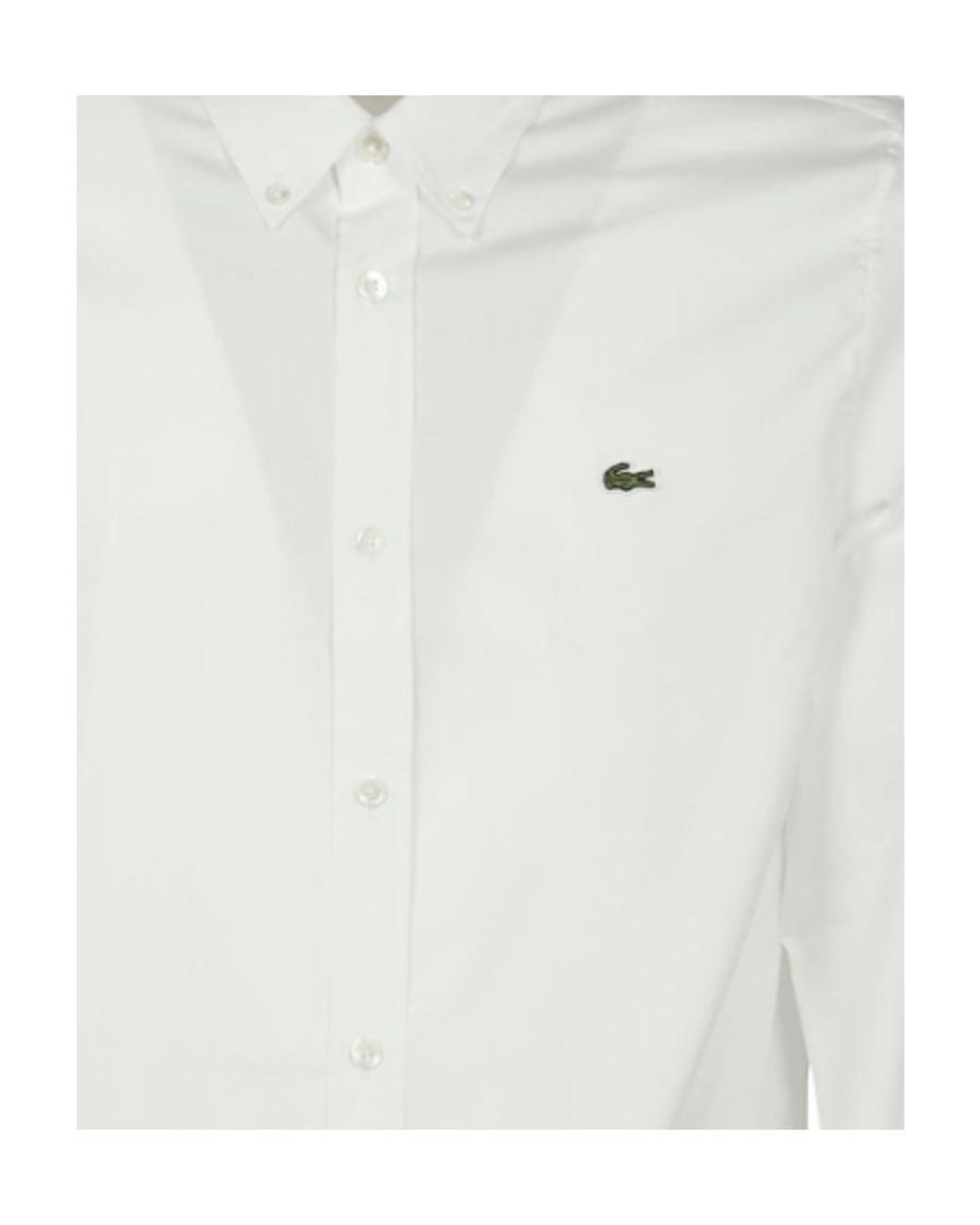 Lacoste White Logo Patch Regular Fit Shirt for men