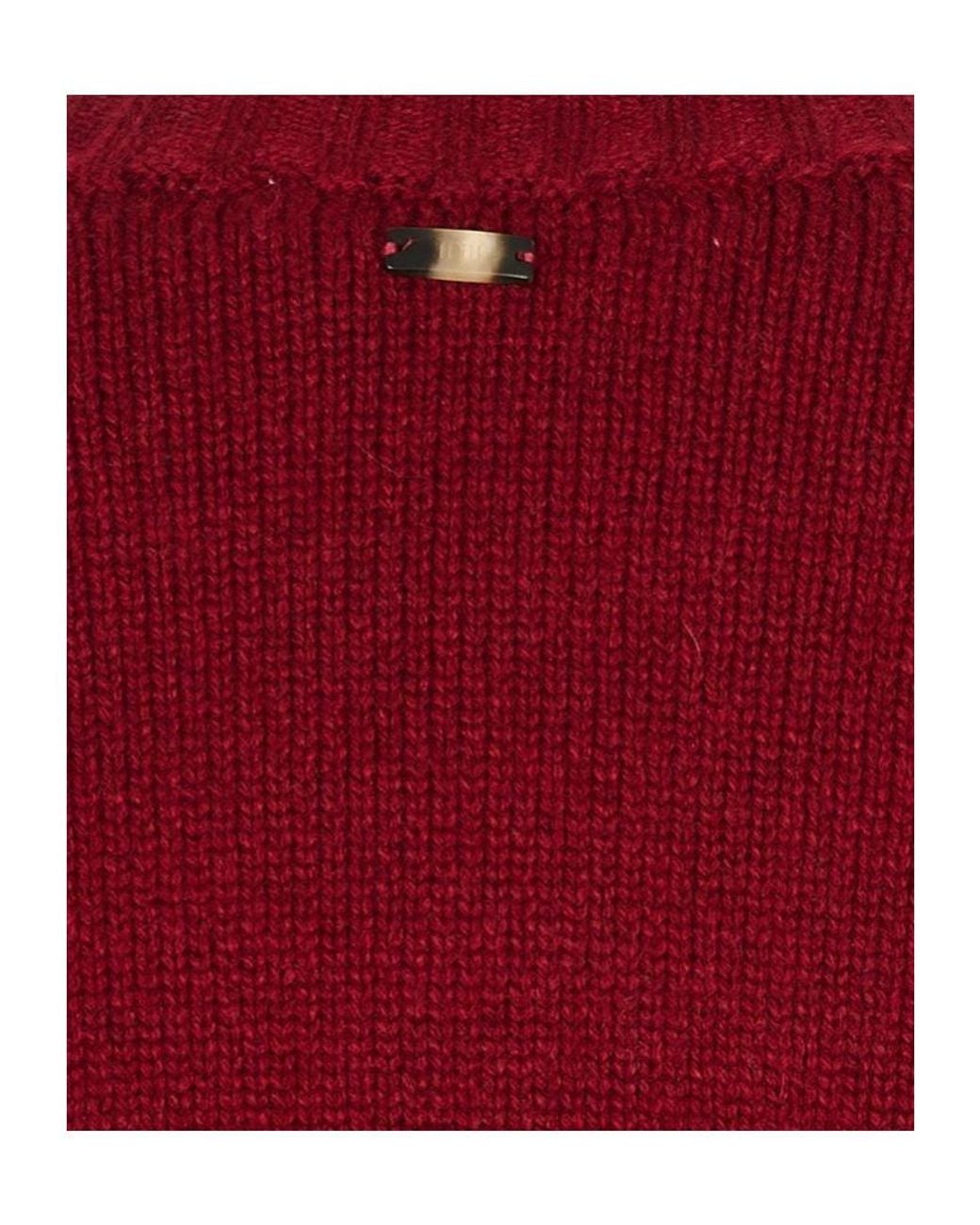 Fedeli Red Long-Sleeved Crewneck Jumper