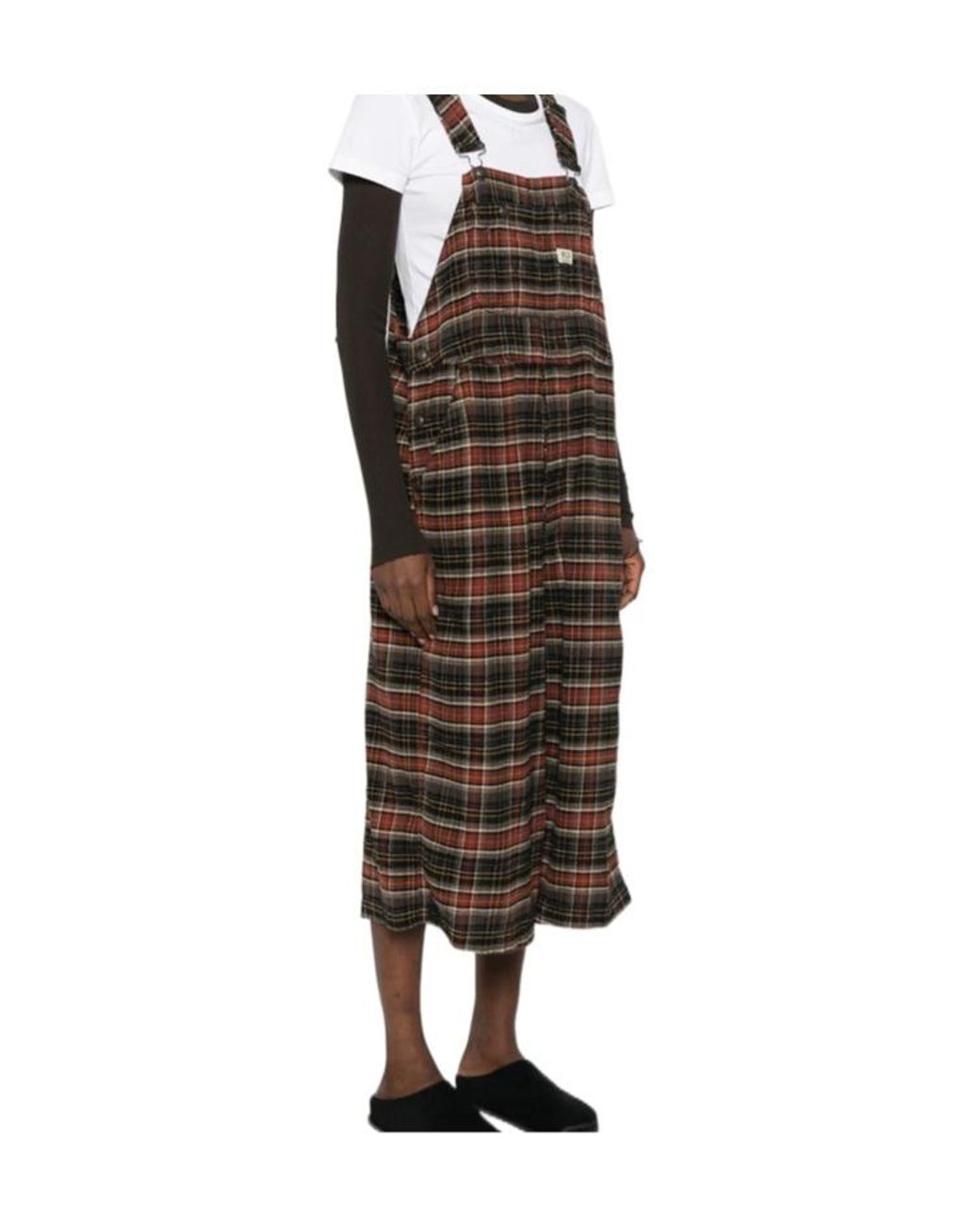 R13 Brown Plaid Overalls