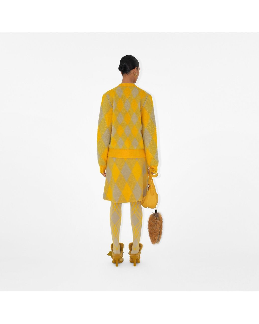 Burberry Yellow Check Patterned A-Line Skirt