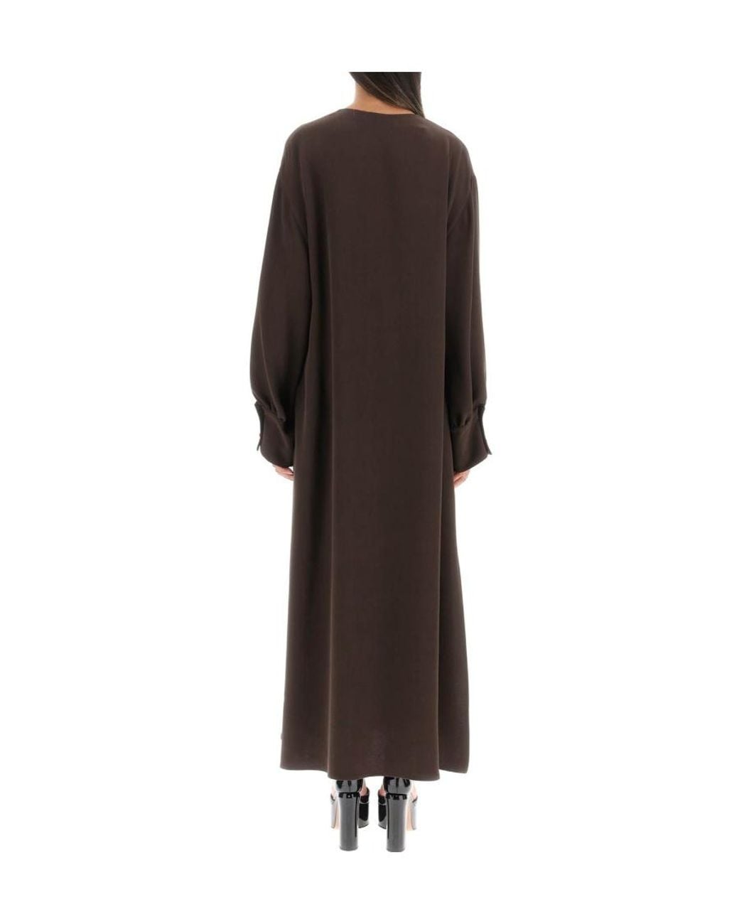 Valentino Black V-Neck Long-Sleeved Dress