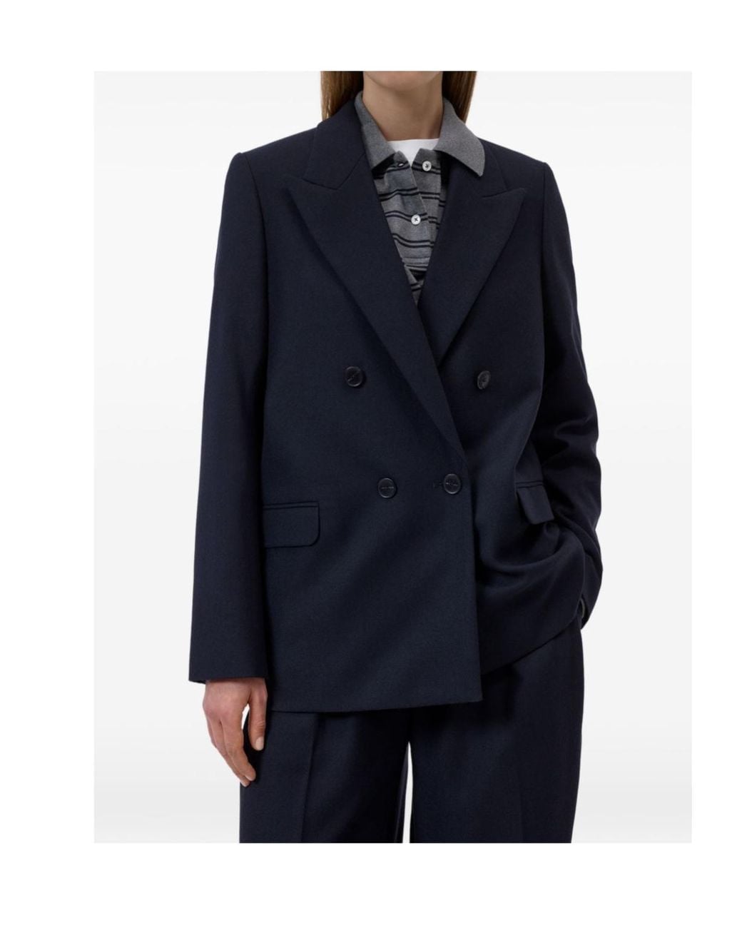 Closed Blue Double-Breasted Fitted Blazer