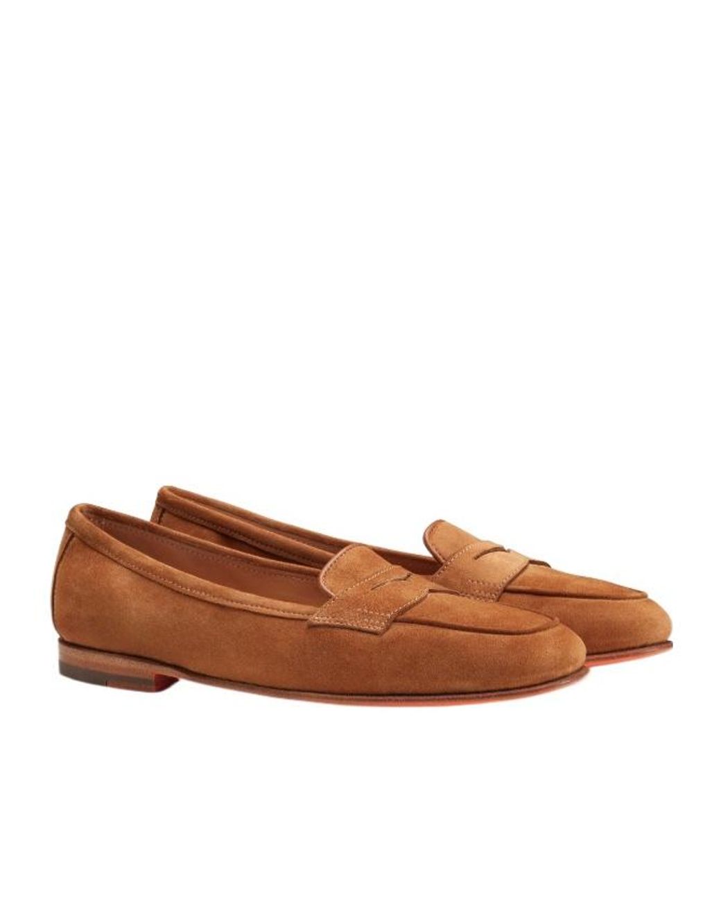 Santoni Brown Round-Toe Penny Loafers