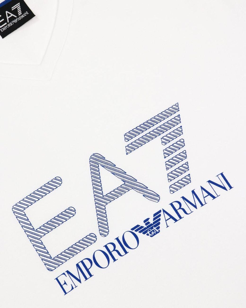 EA7 White Logo T-Shirt With Round Neck for men
