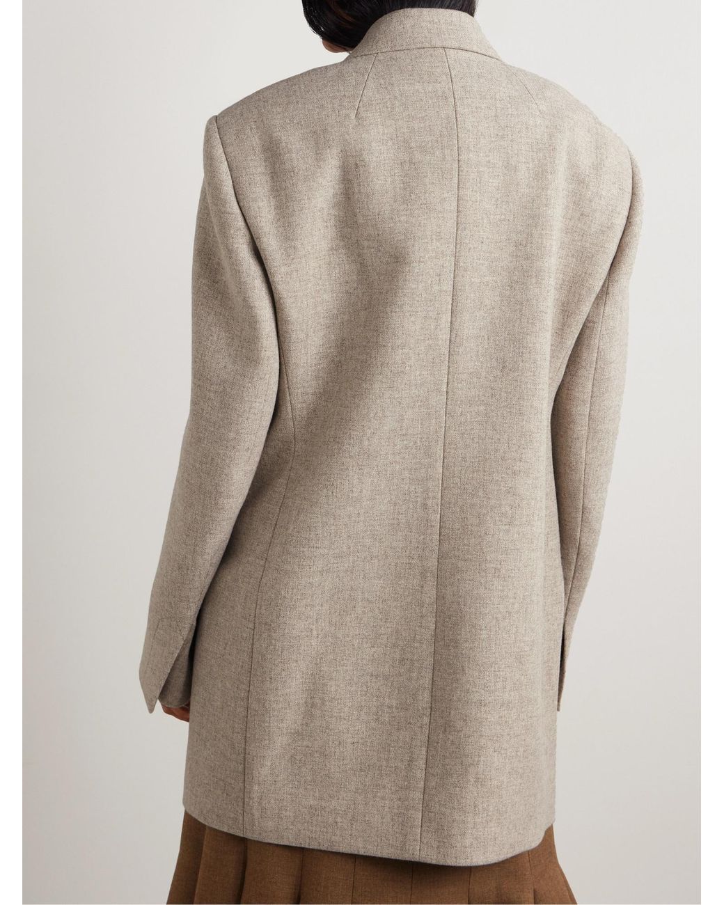Carven Natural Double-Breasted Wool Blazer