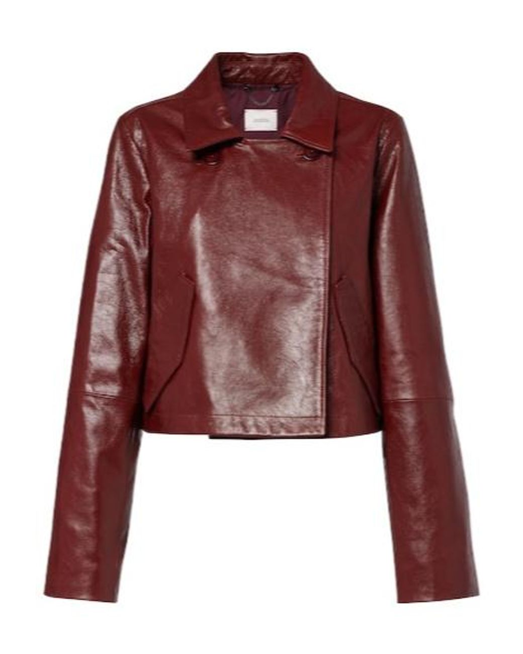 Dorothee Schumacher Red Broken Shine Cropped Leather Jacket