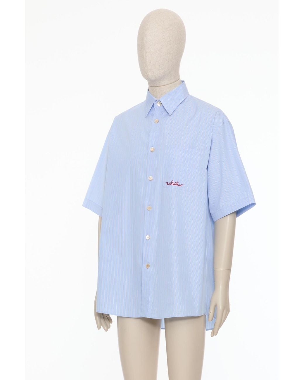 Valentino Blue Embroidered Cotton Shirt for men