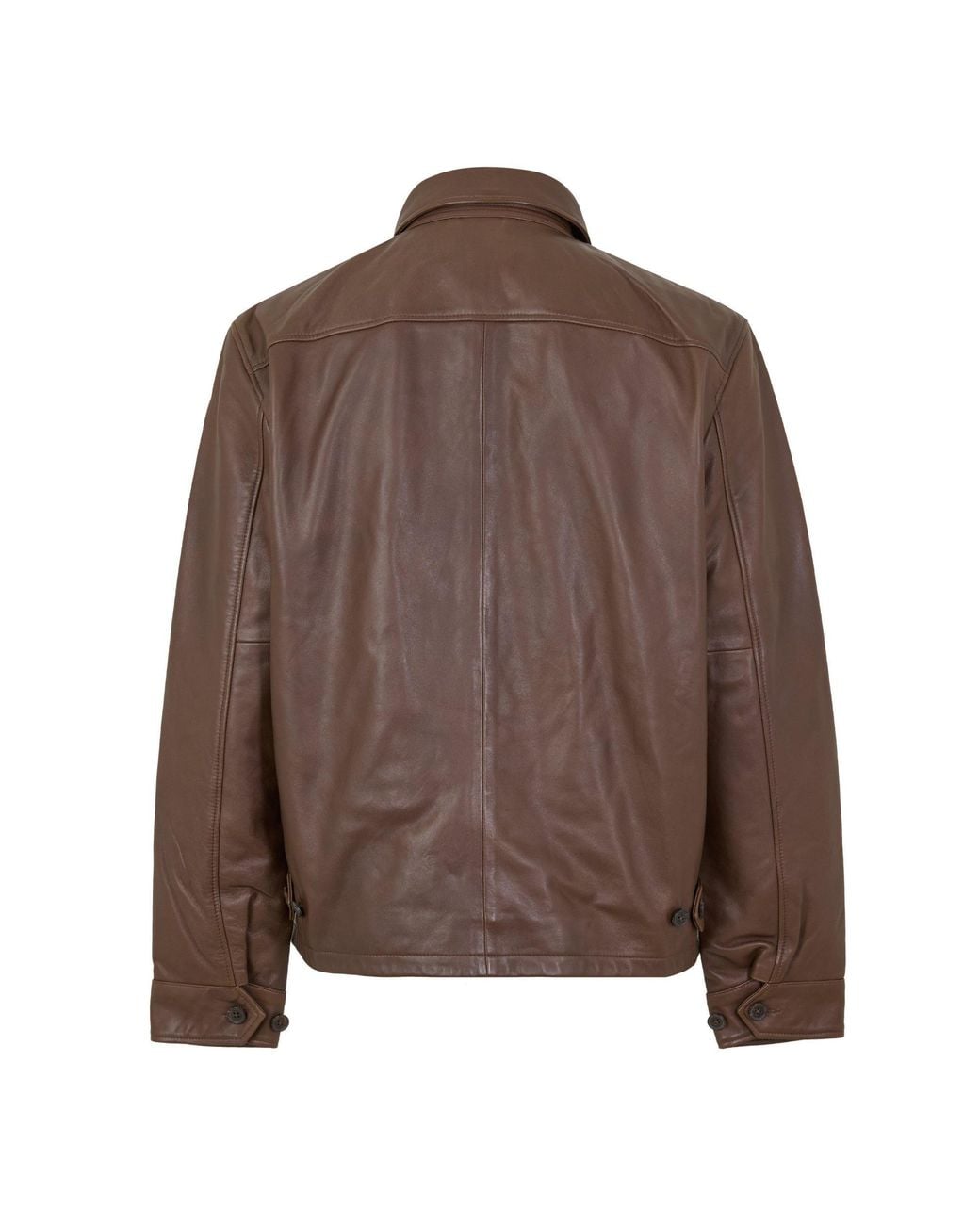 Polo Ralph Lauren Brown Leather Collared Jacket for men