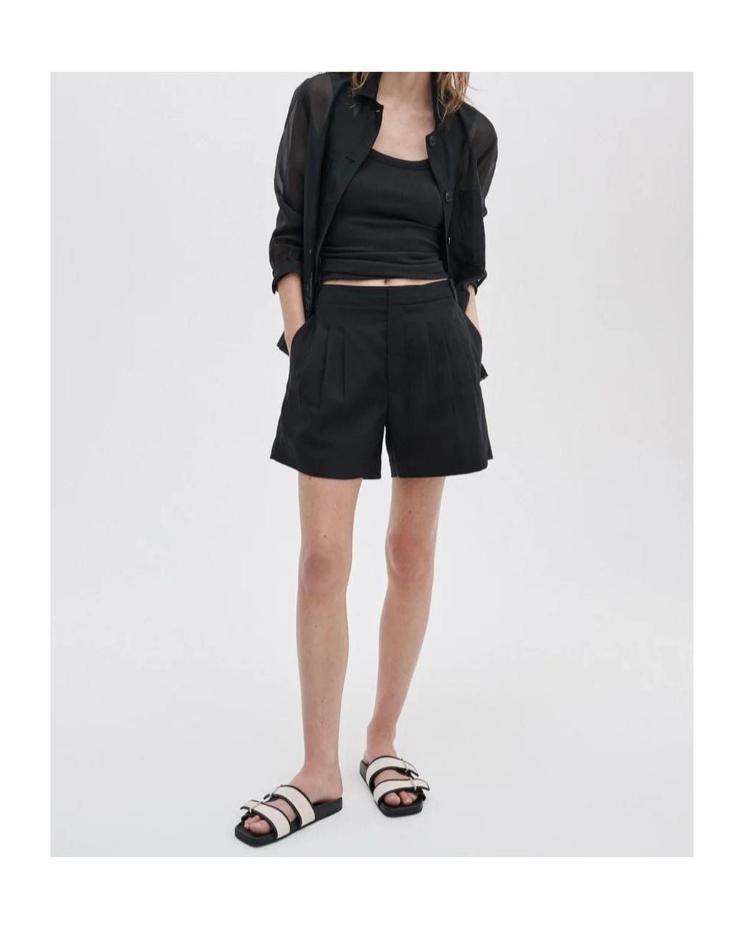 Rag & Bone Black Tailored Pleated Shorts