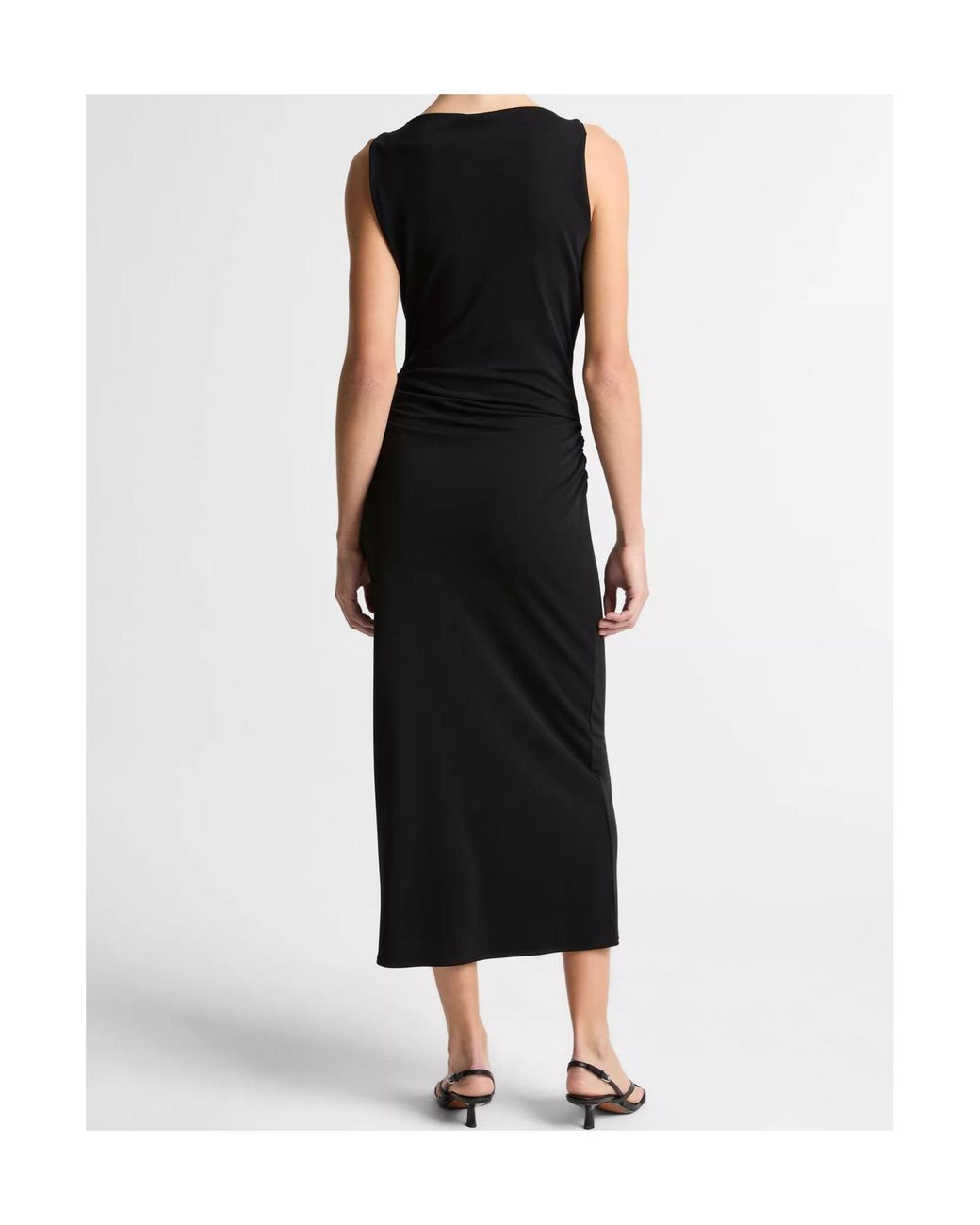 Vince Black Matte Jersey Cowl-Neck Tank Dress