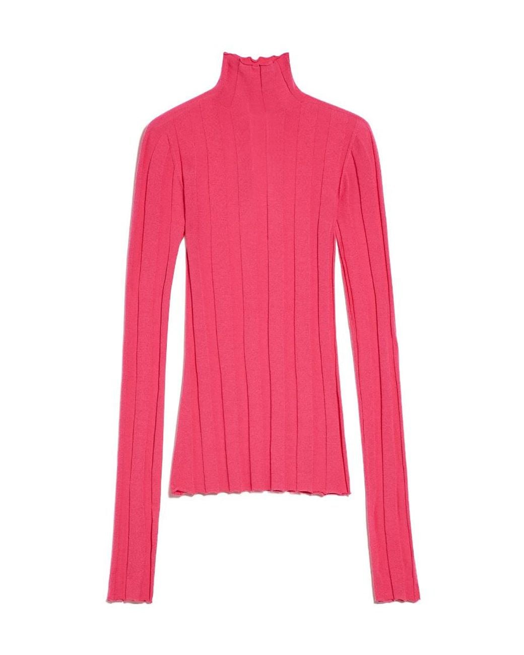 Sportmax Pink High Neck Long-Sleeved Top