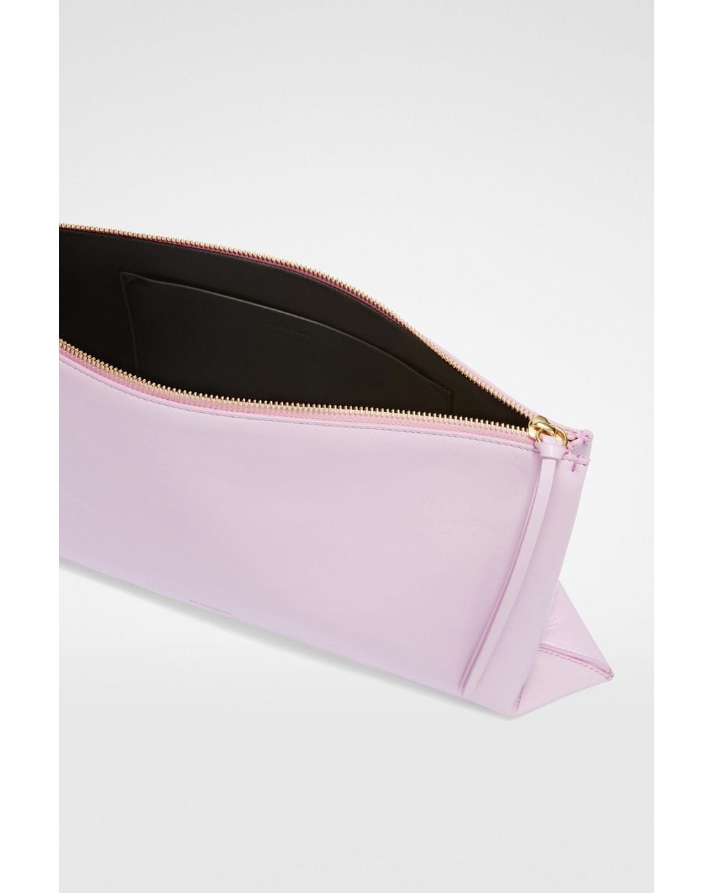 Jil Sander Purple Logo Embossed Zipped Clutch Bag