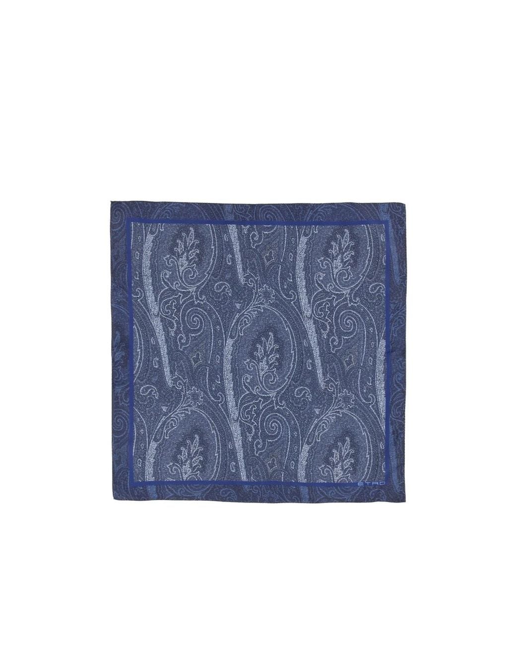 Etro Blue Paisley-Printed Finished Edge Scarf for men