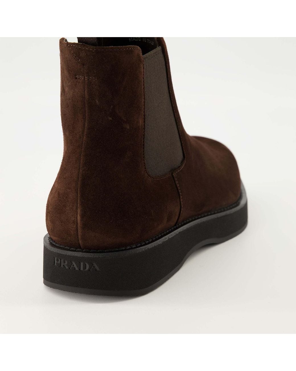 Prada Brown Suede Chelsea Boots for men