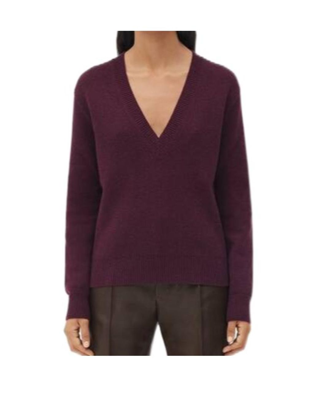 Bottega Veneta Purple V-Neck Long-Sleeved Jumper