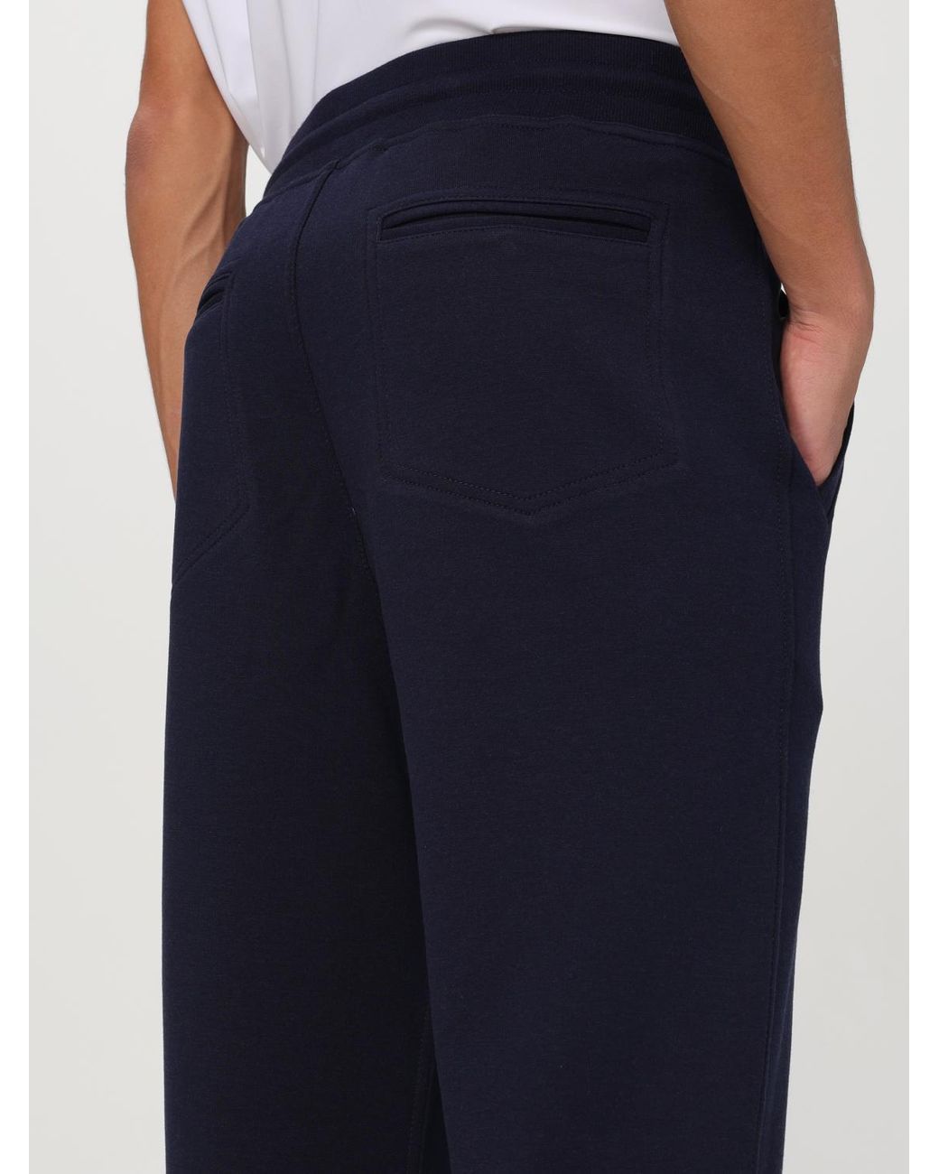 Brunello Cucinelli Blue Drawstring Tapered Leg Pants for men
