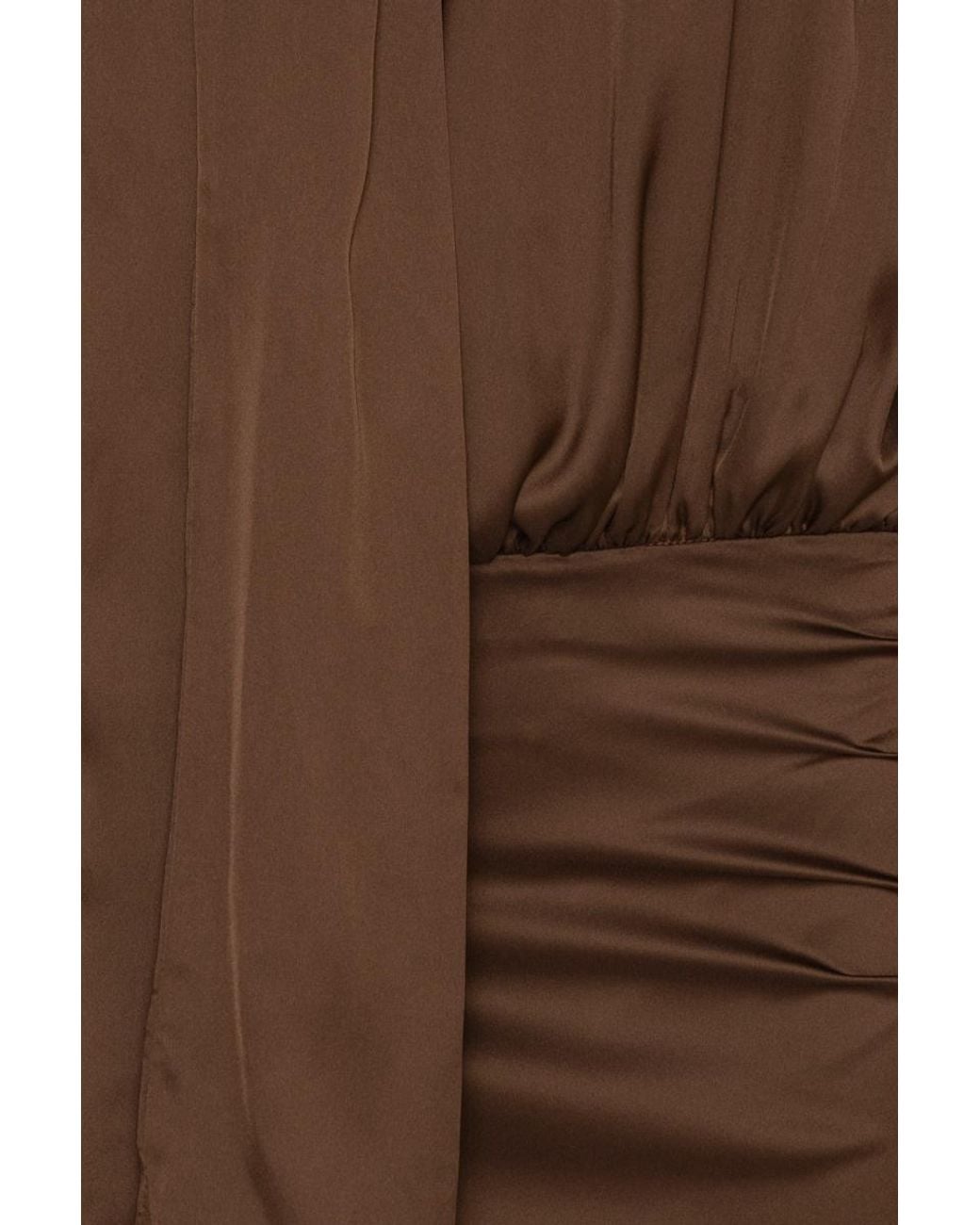 ROTATE BIRGER CHRISTENSEN Brown Chiffon V-Neck Dress