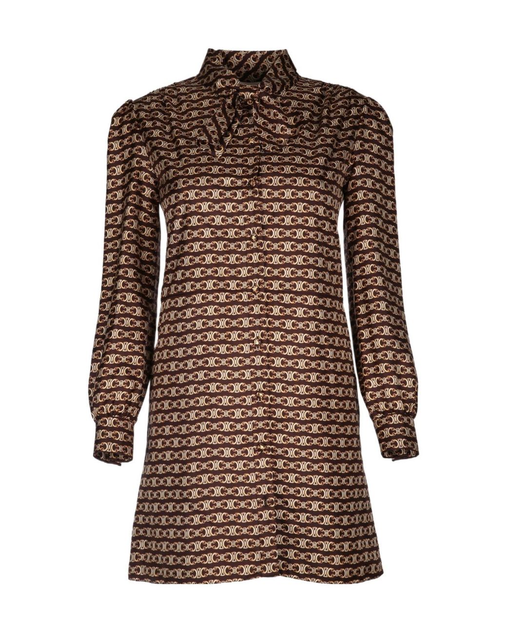 Céline Brown Long-Sleeved Dress