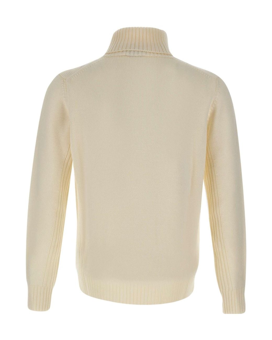Kangra Cashmere White Kangra Turtleneck Ribbed Jumper for men