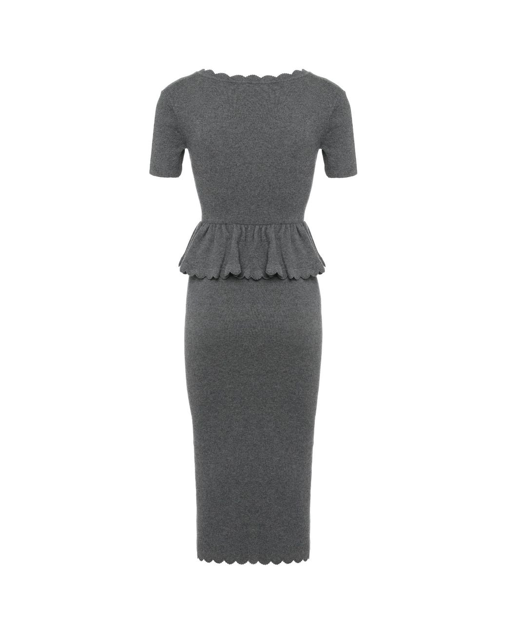 Self-Portrait Gray V-Neck Knit Midi Dress