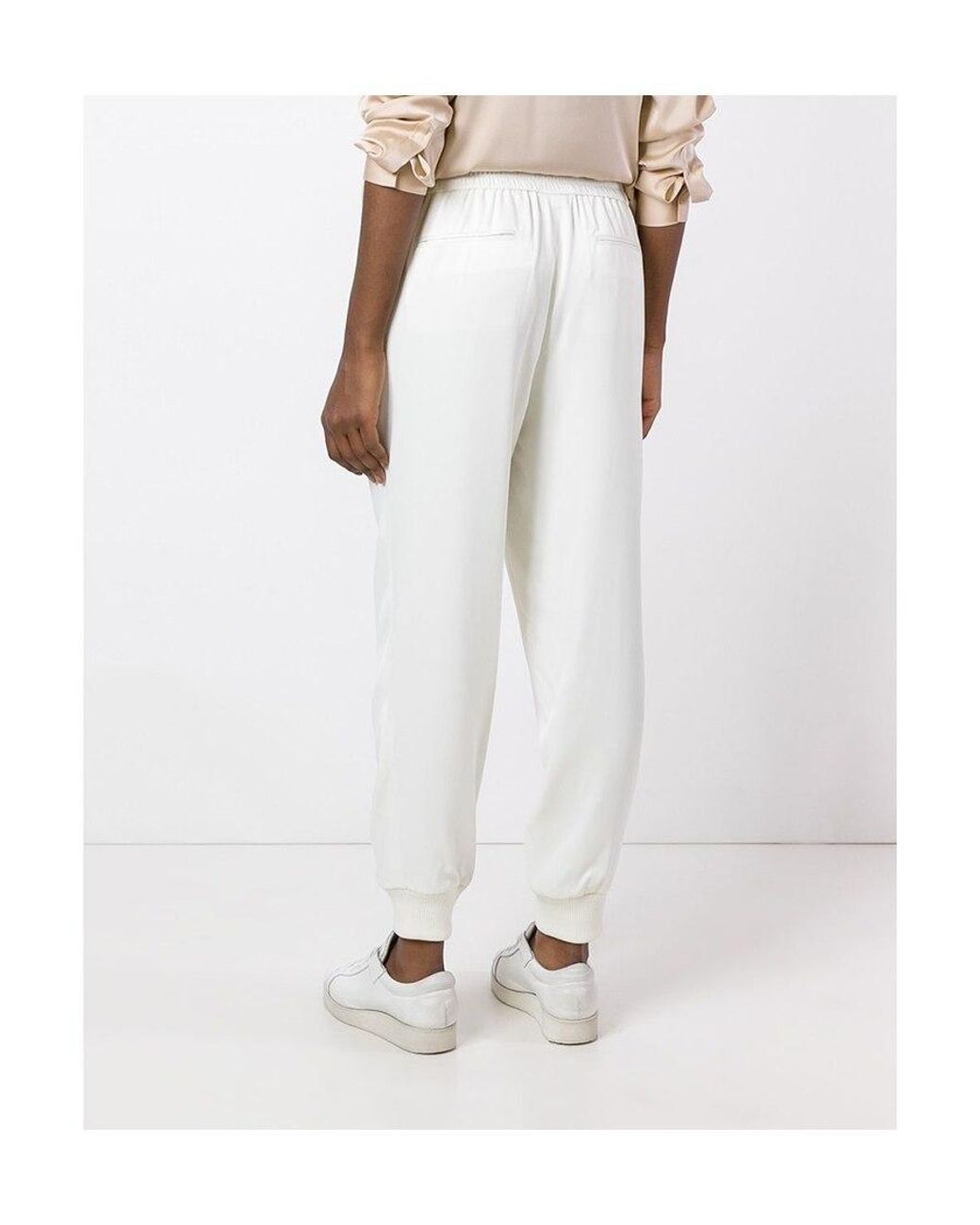 DKNY White Elastic Waist Casual Pants