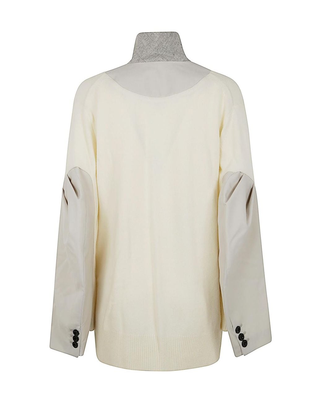 Sacai White Panelled Single-Breasted Cardigan