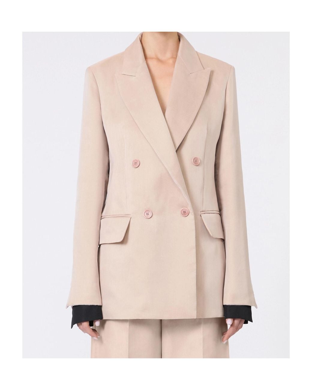 Max Mara Natural Feltro Double-Breasted Tailored Blazer