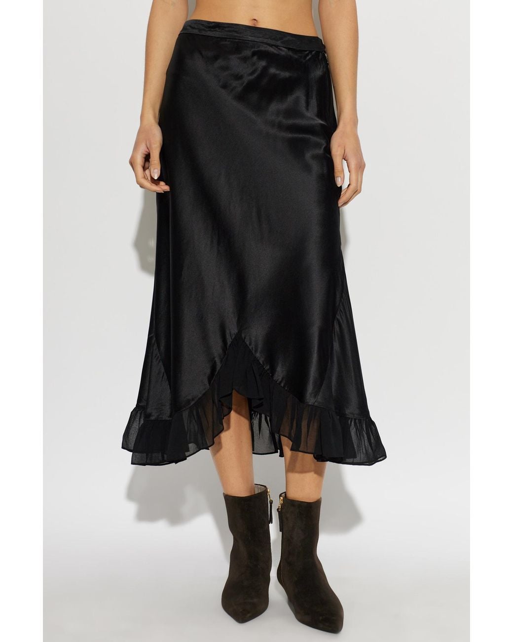 AllSaints Black Irma Ruffled Skirt