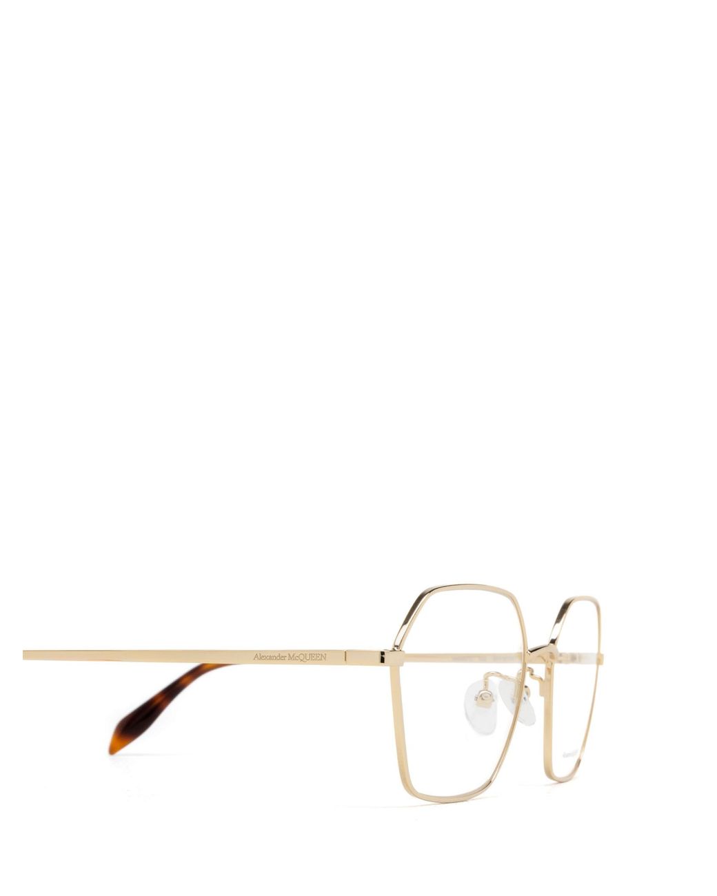 McQueen White Eyewear Hexagon Frame Glasses