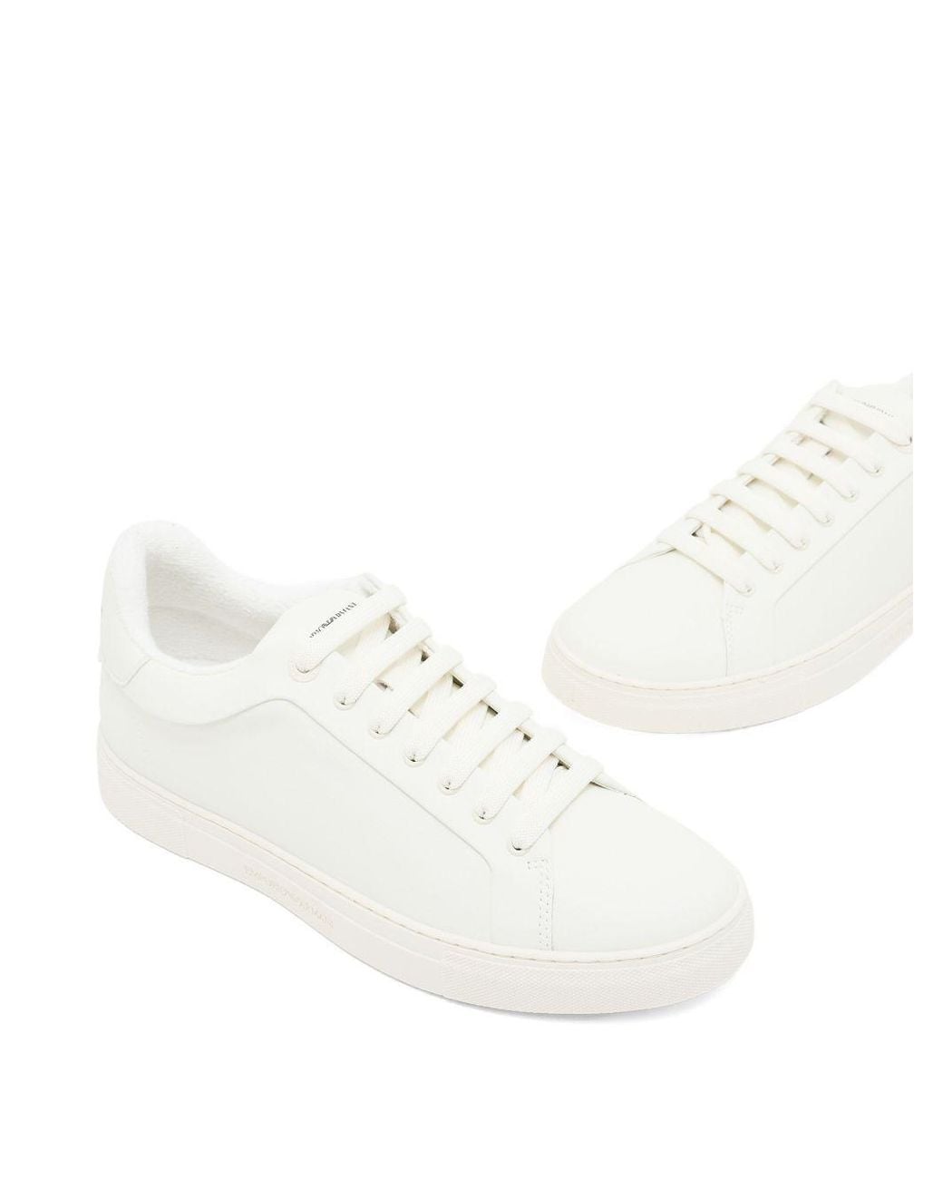 Emporio Armani White Logo-Detail Leather Sneakers for men