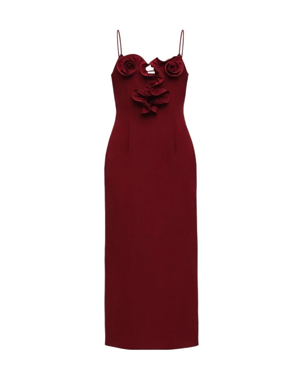 Magda Butrym Red Cotton And Silk Flower-Detail Midi Beach Dress