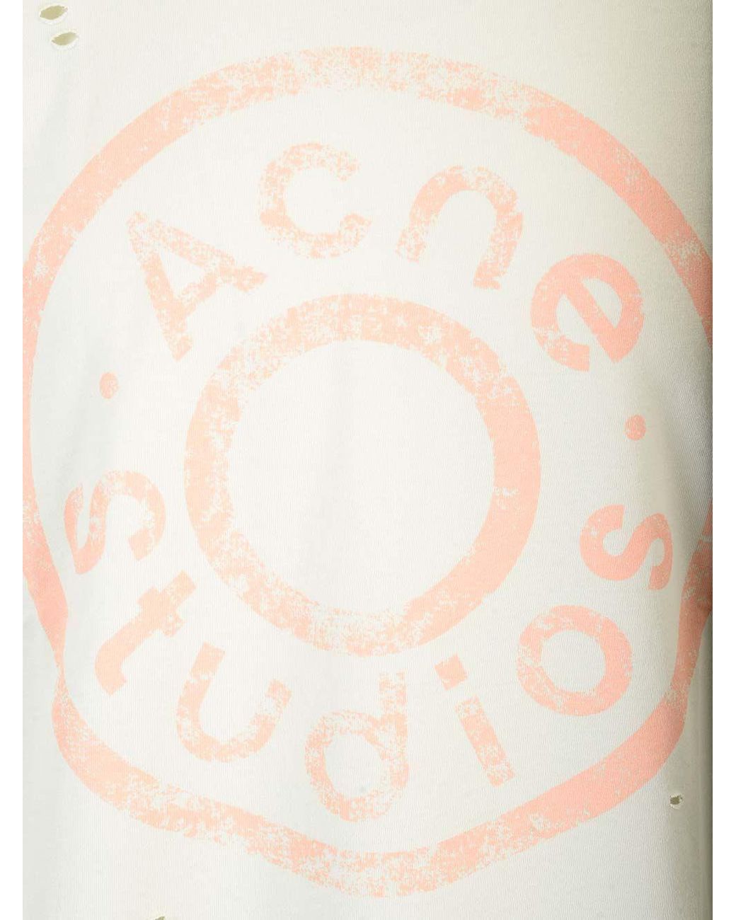 Acne White Logo Printed Crewneck T-Shirt for men