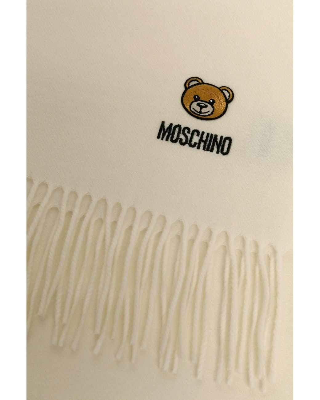 Moschino Natural Teddy Logo Fringed Scarf for men