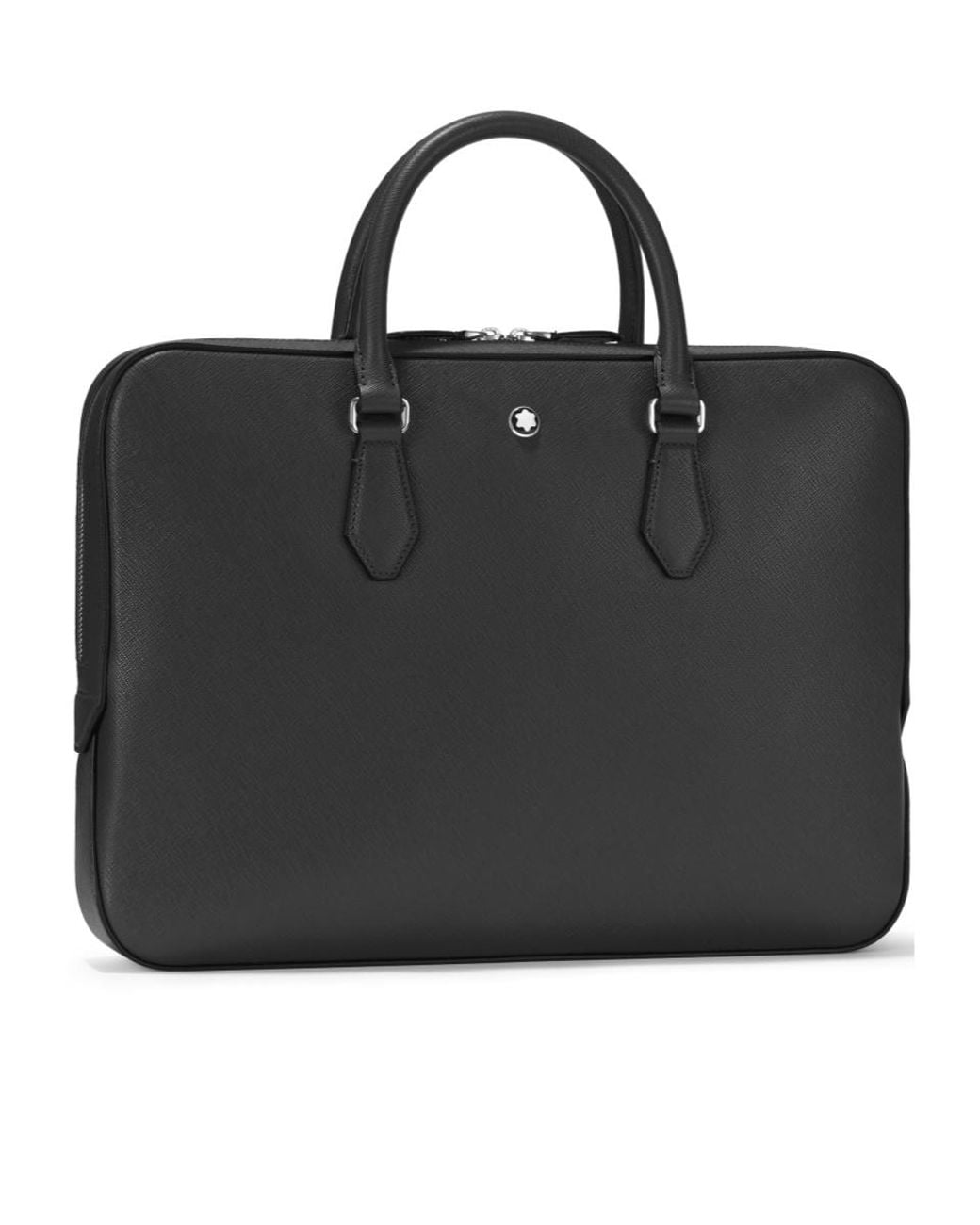 Montblanc Black Logo-Plaque Leather Laptop Bag for men