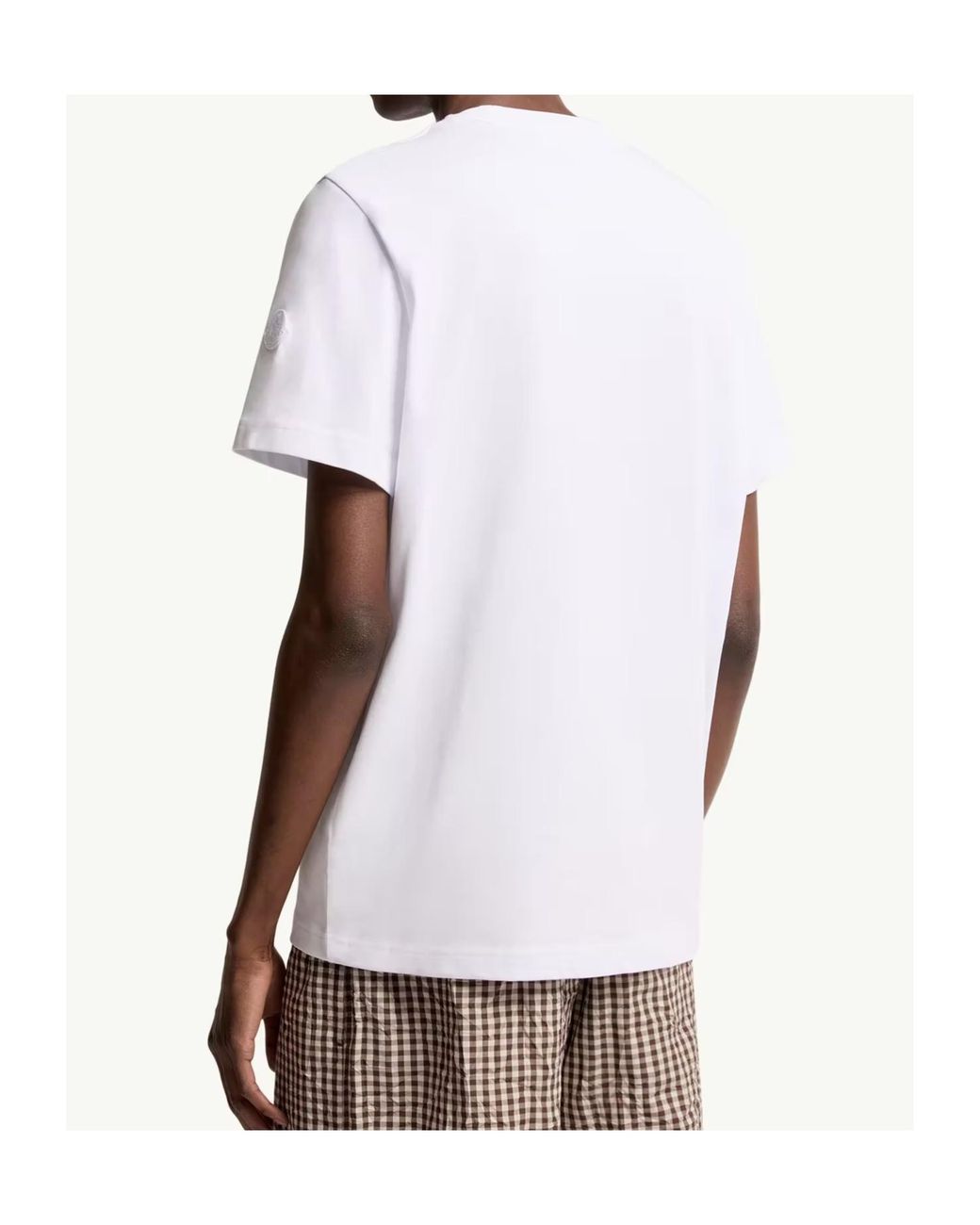 Moncler White Logo Patch Crewneck T-Shirt for men