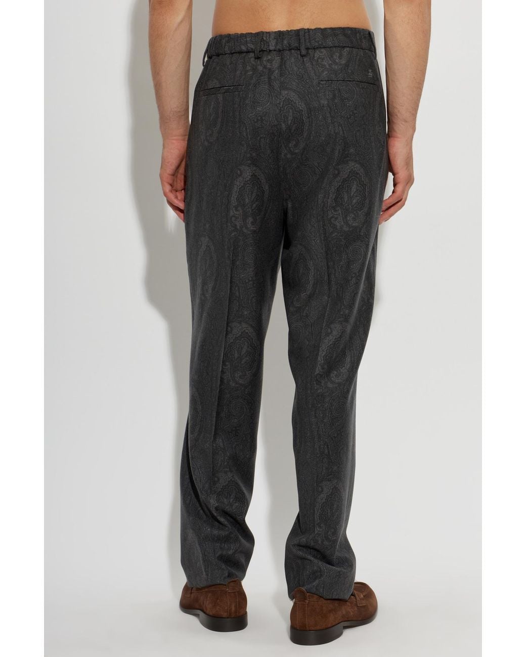 Etro Black Paisley Pleated Pants for men