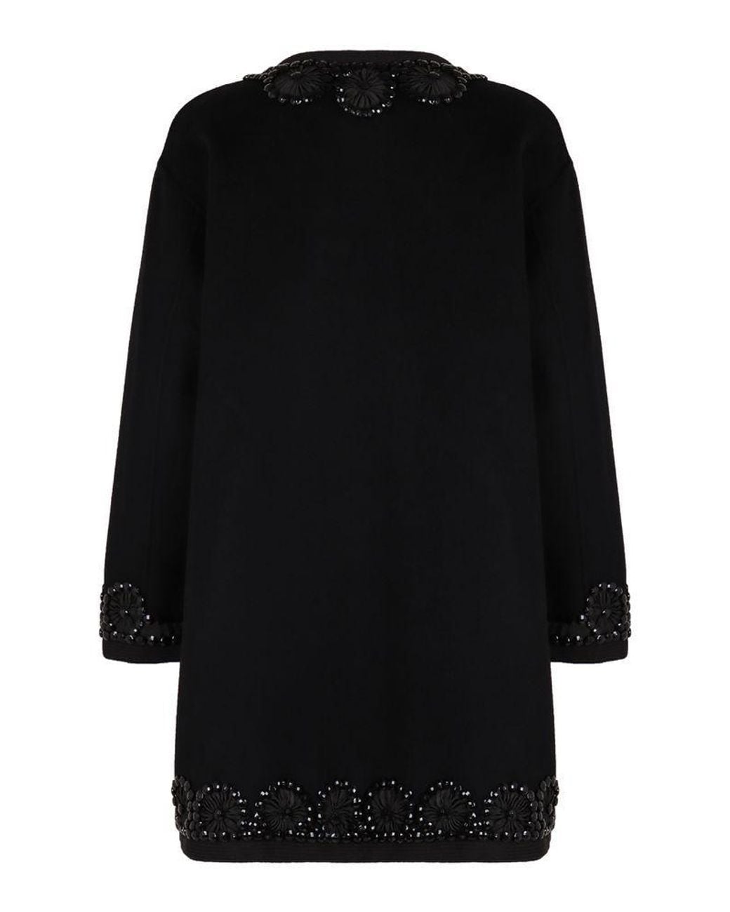 P.A.R.O.S.H. Black Floral-Embellished Coat