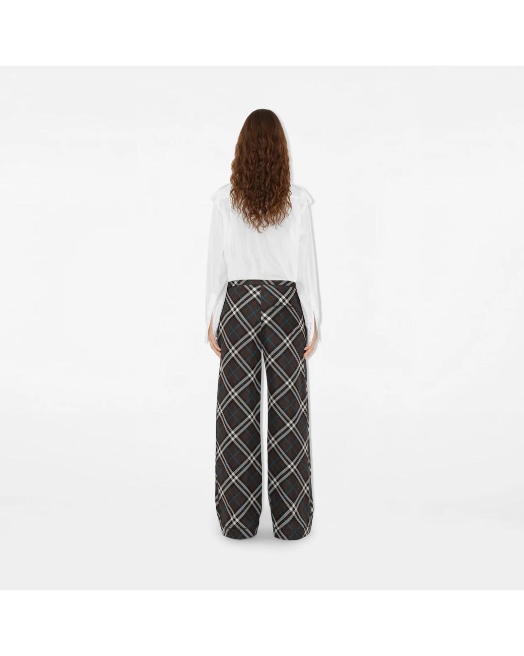 Burberry Gray Straight-Leg Checked Drawstring Trousers