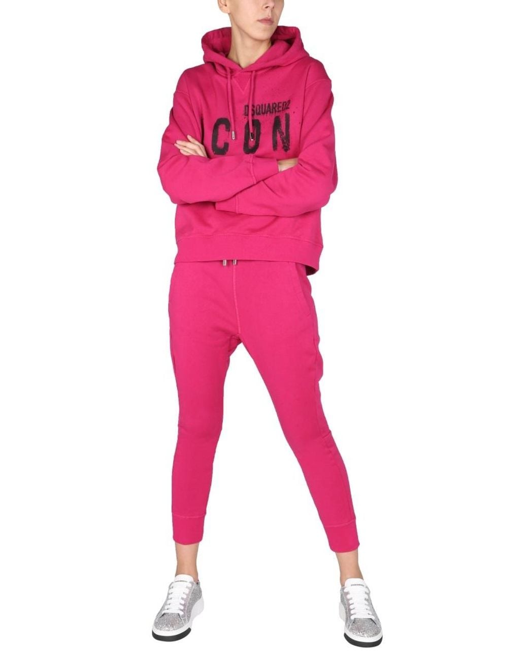 DSquared² Pink Graffiti Logo Print Hoodie