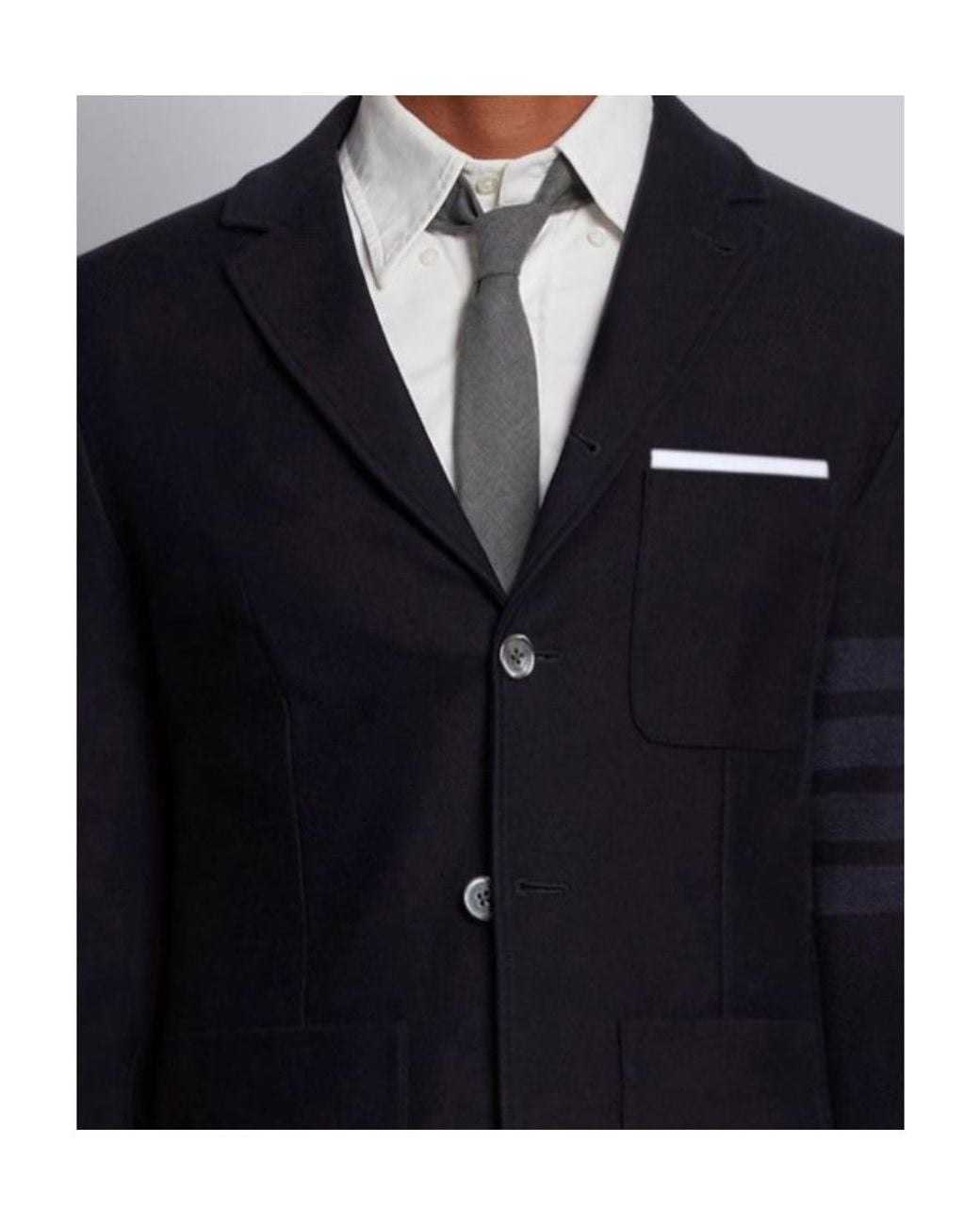 Thom Browne Blue 4-Bar Single-Breasted Jacket for men