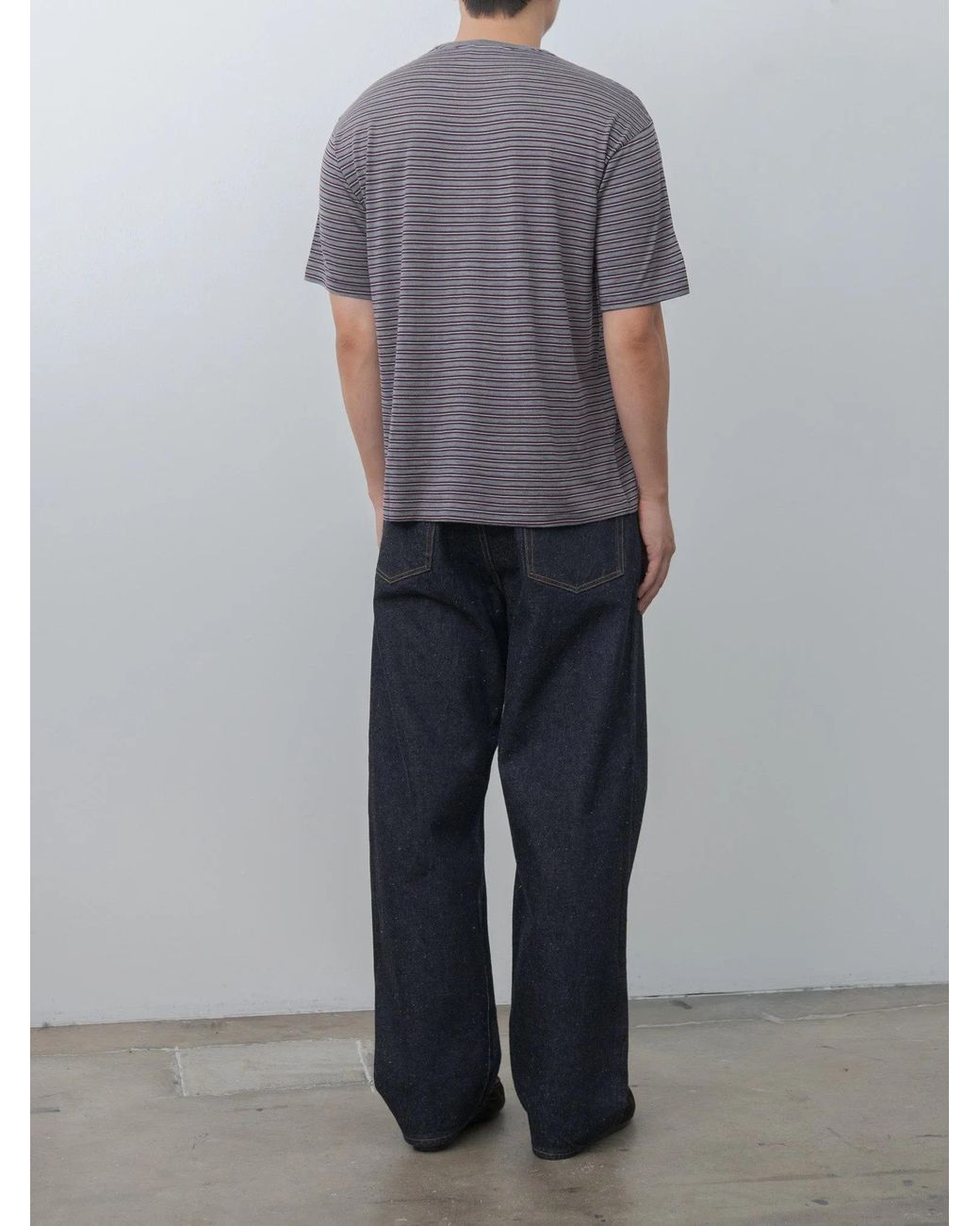 Auralee Purple Striped Short-Sleeve T-Shirt for men