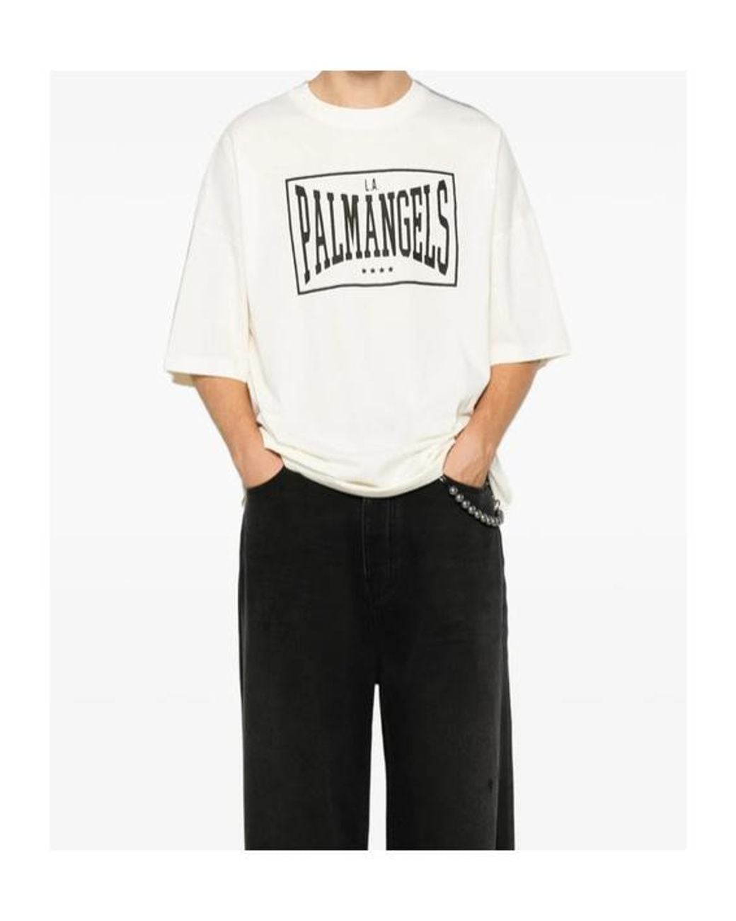 Palm Angels White Logo Loose Tee for men