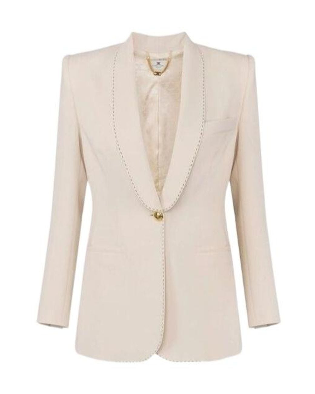 Elisabetta Franchi Natural Single-Breasted Tailored Blazer