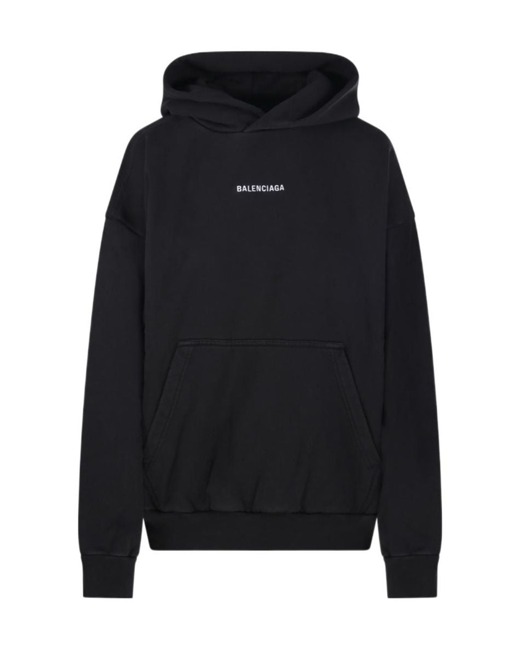 Balenciaga Black Logo Embroidered Medium-Fit Hoodie